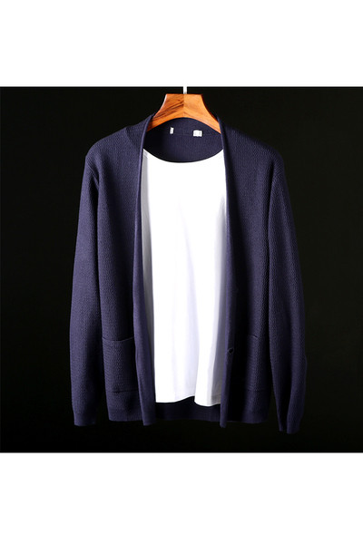 Kék színű, gombos férfi hétköznapi kardigán