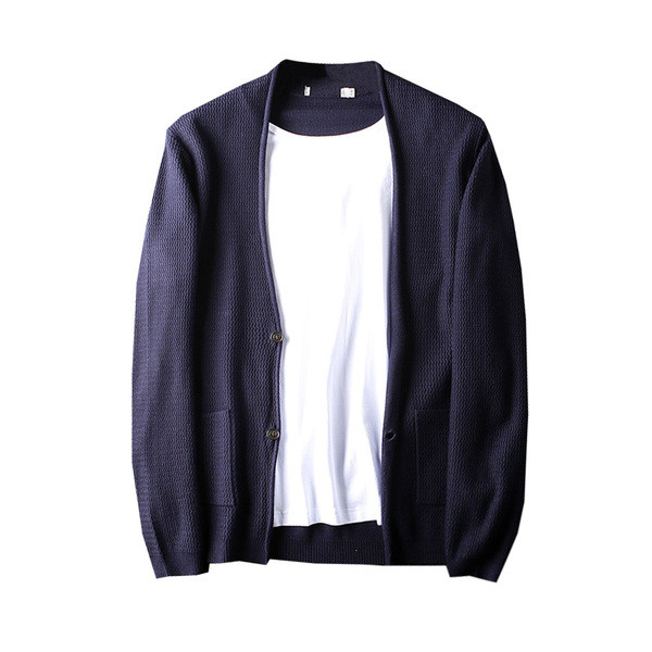 Kék színű, gombos férfi hétköznapi kardigán