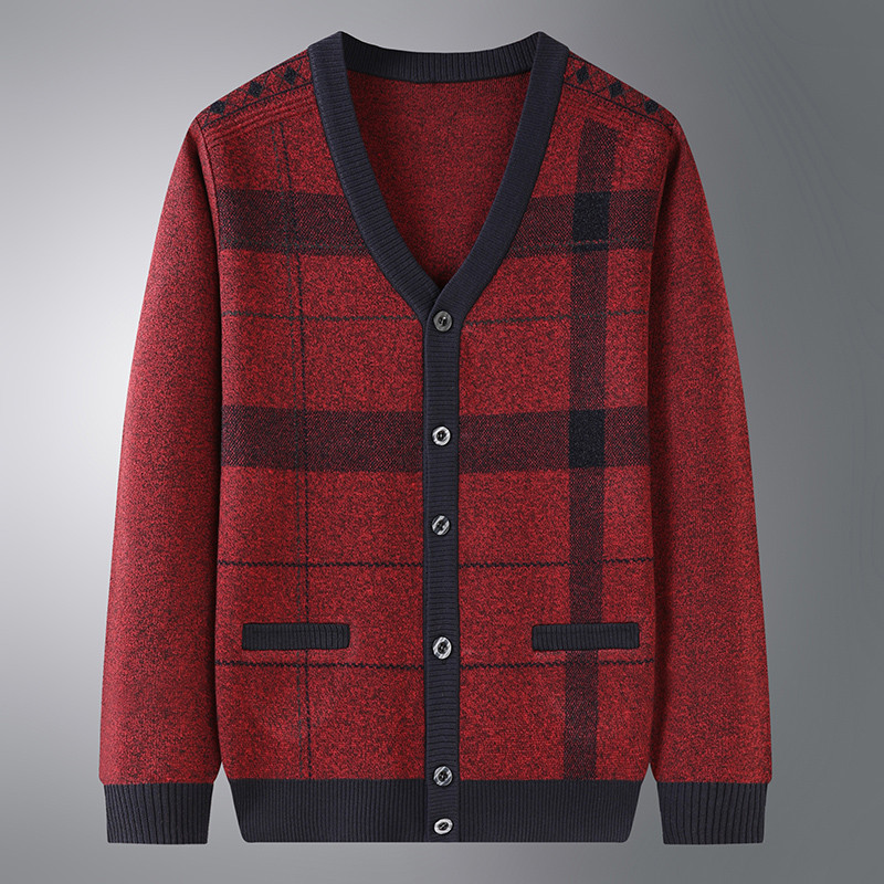 Ανδρική χειμερινή ζακέτα με κουμπιά και  ντεκολτέ