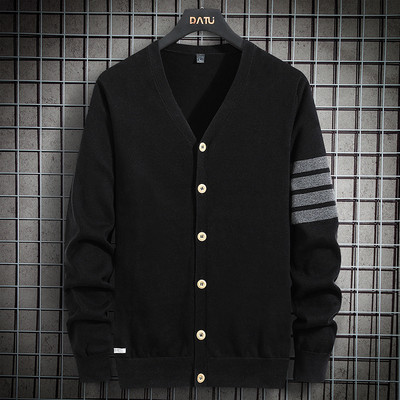 Új modell kötött férfi kardigán spitz nyakkivágással