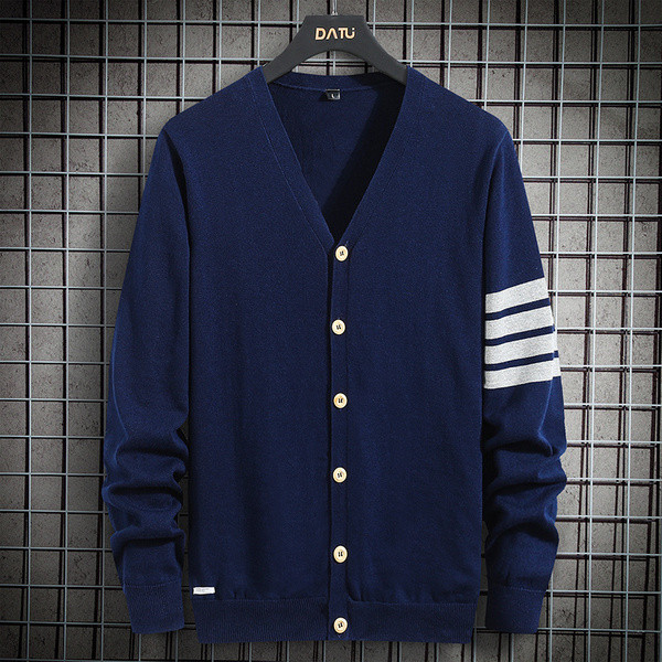 Új modell kötött férfi kardigán spitz nyakkivágással