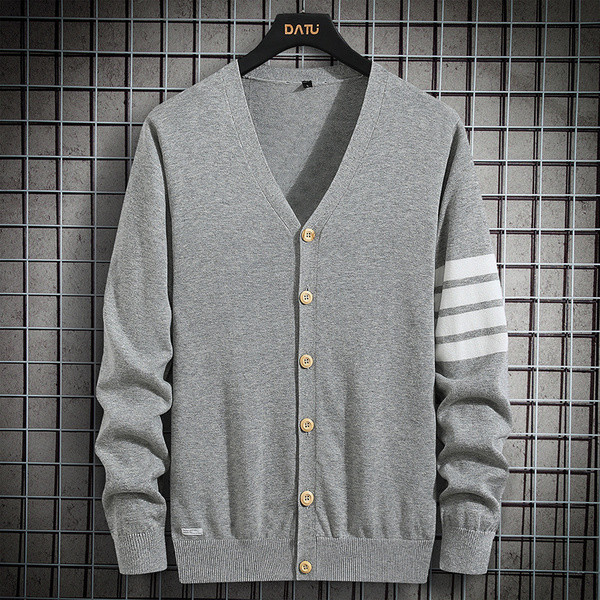 Új modell kötött férfi kardigán spitz nyakkivágással