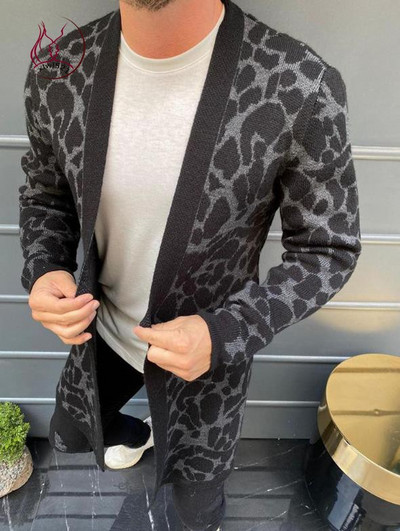 Cardigan lung zilnic pentru bărbați, fără închidere