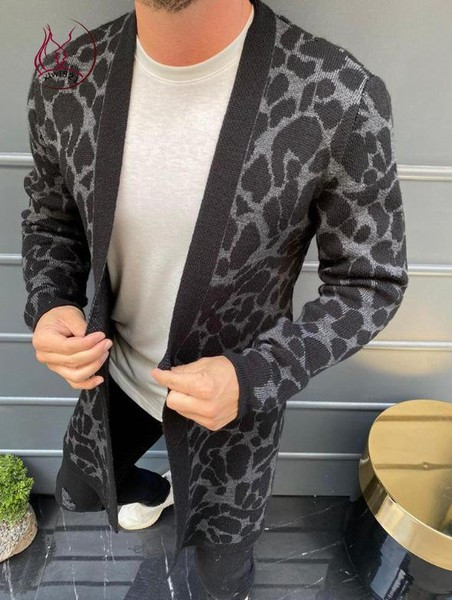 Cardigan lung zilnic pentru bărbați, fără închidere