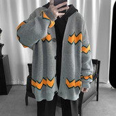 Széles modell férfi kardigán V-nyakkal és gombokkal