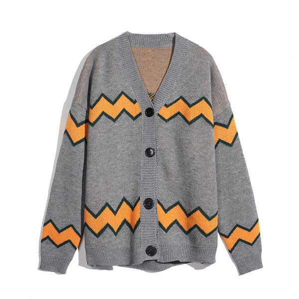 Széles modell férfi kardigán V-nyakkal és gombokkal