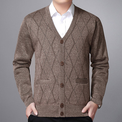 Ανδρική καθημερινή μοντέρνα πλεκτή ζακέτα νέο μοντέλο με λαιμόκοψη
