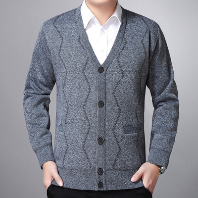 Ανδρική καθημερινή μοντέρνα πλεκτή ζακέτα νέο μοντέλο με λαιμόκοψη
