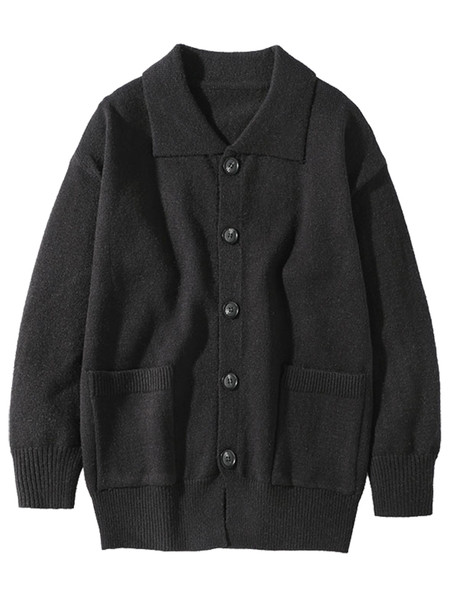 Kötött férfi kardigán klasszikus gallérral és gombokkal