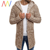 Kötött hosszú kardigán kapucnival