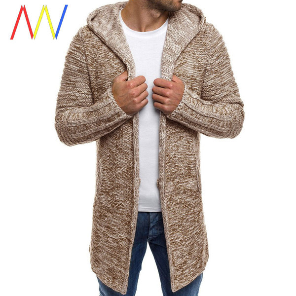 Kötött hosszú kardigán kapucnival