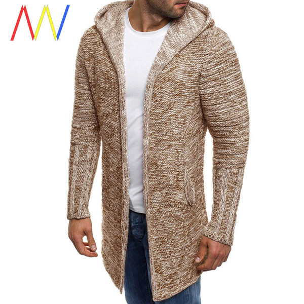 Kötött hosszú kardigán kapucnival