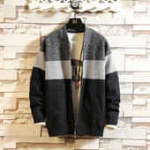 Színes férfi kardigán cipzárral és hosszú ujjal