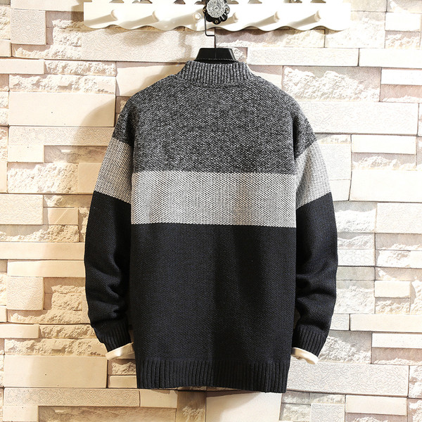 Színes férfi kardigán cipzárral és hosszú ujjal