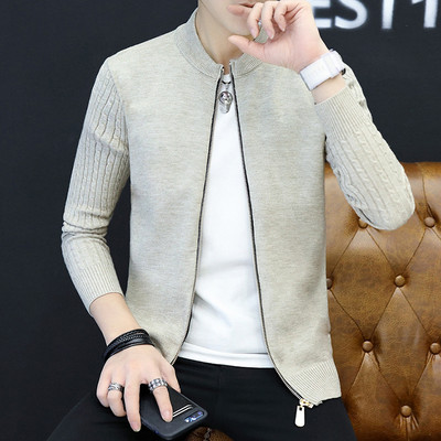 Ανδρική καθημερινή μοντέρνα ζακέτα με φερμουάρ και χαμηλό γιακά