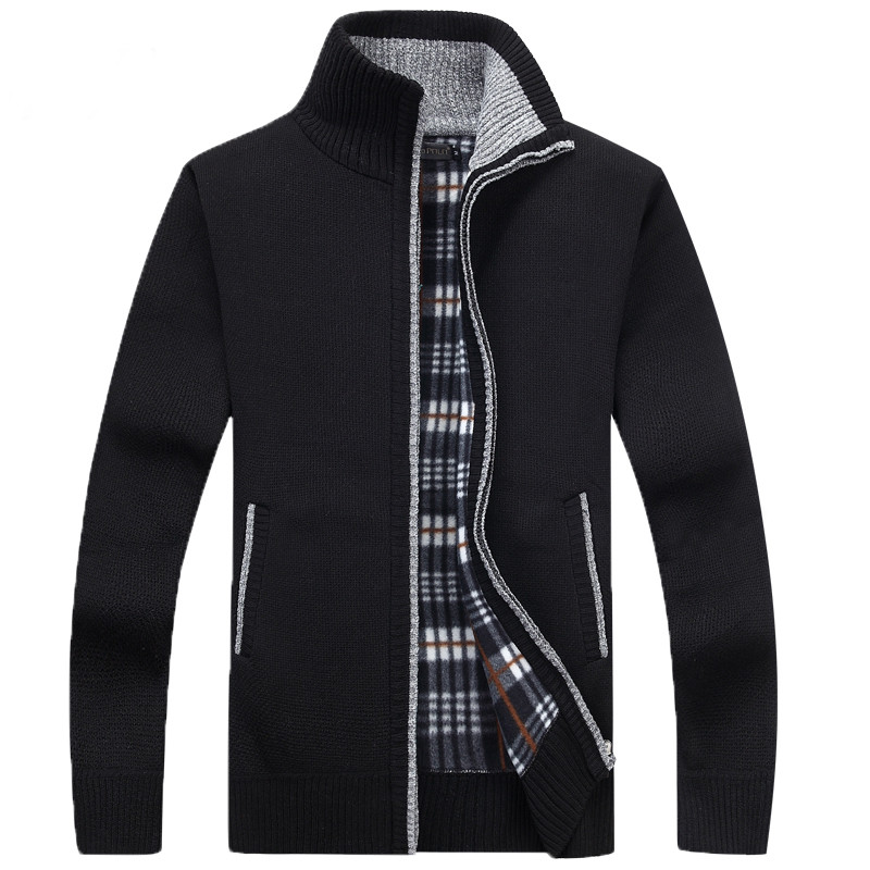 Férfi gyapjúmellény cipzárral és magas gallérral