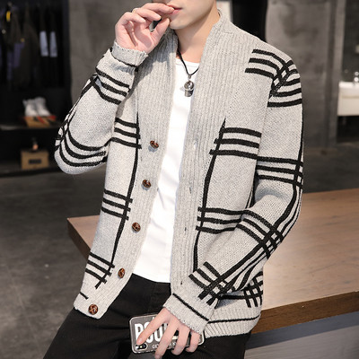 Férfi alkalmi kardigán gombokkal és kerek nyakkivágással