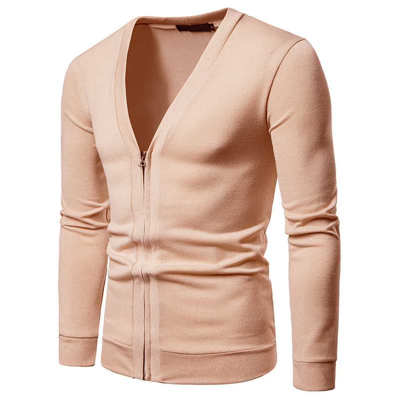 Vékony kötött férfi kardigán cipzárral