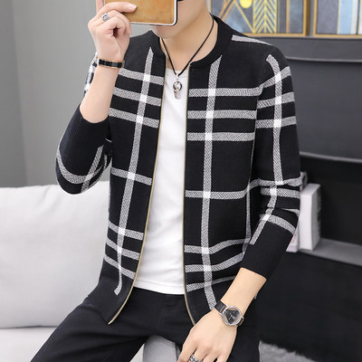 Vékony kötésből készült férfi kardigán cipzárral több színben