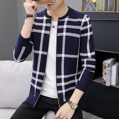 Vékony kötésből készült férfi kardigán cipzárral több színben