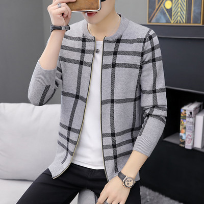 Vékony kötésből készült férfi kardigán cipzárral több színben