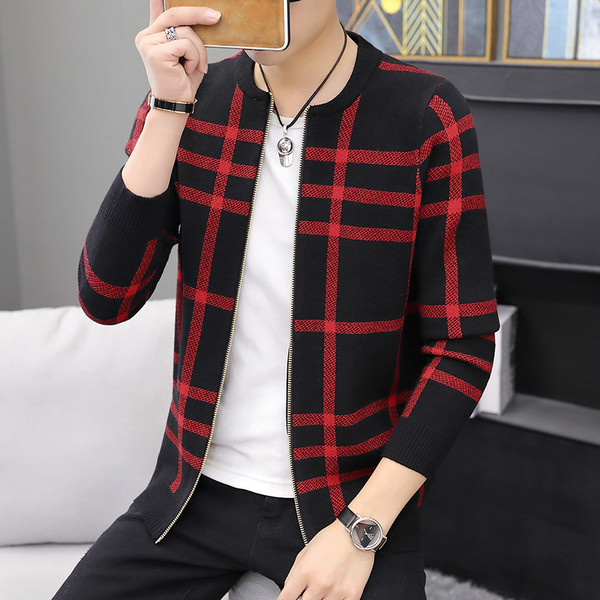 Vékony kötésből készült férfi kardigán cipzárral több színben