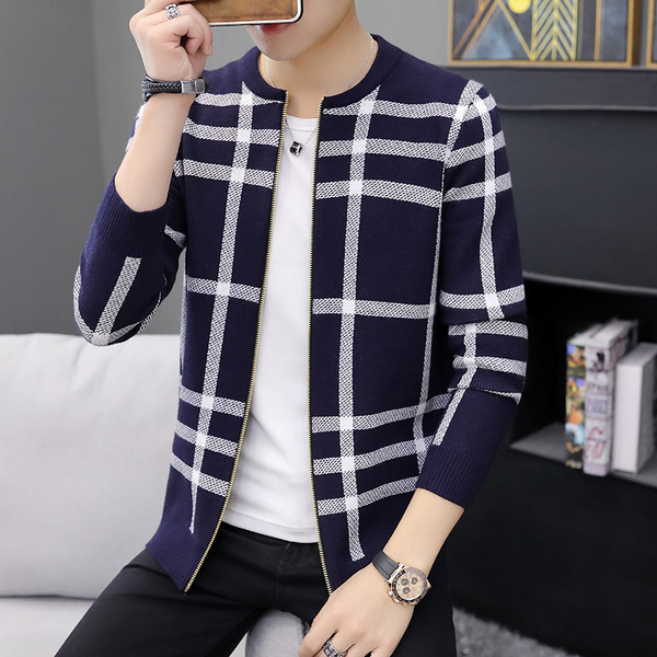 Vékony kötésből készült férfi kardigán cipzárral több színben