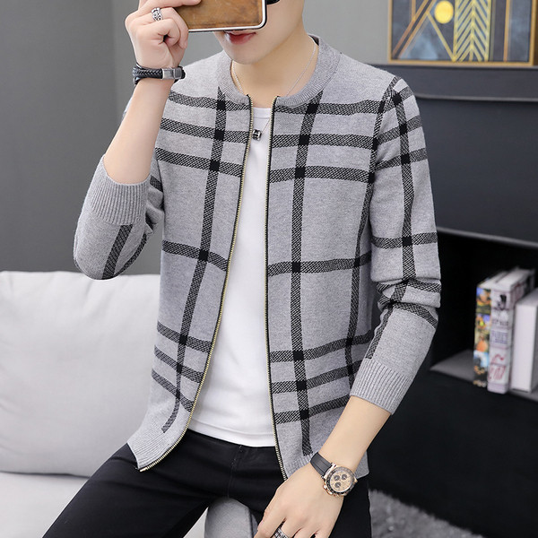 Vékony kötésből készült férfi kardigán cipzárral több színben