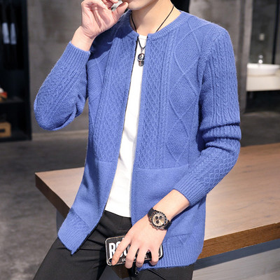 Férfi téli mellény cipzárral és kerek nyakkivágással