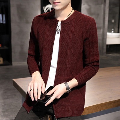 Férfi téli mellény cipzárral és kerek nyakkivágással