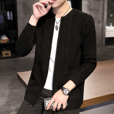 Férfi téli mellény cipzárral és kerek nyakkivágással