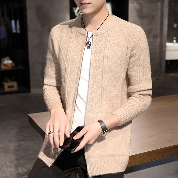 Férfi téli mellény cipzárral és kerek nyakkivágással