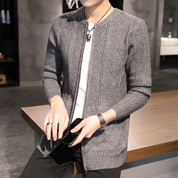 Férfi téli mellény cipzárral és kerek nyakkivágással