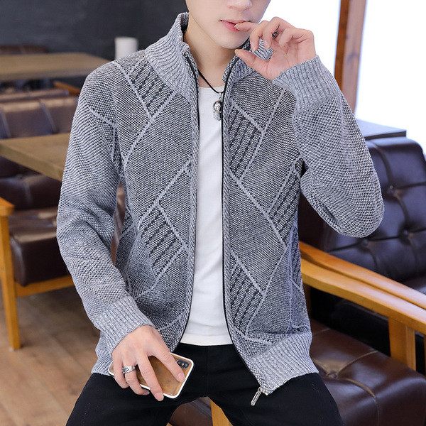 Férfi gyapjúmellény magas gallérral