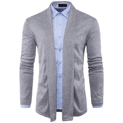 Vékony férfi kardigán rögzítés és sálgallér nélkül