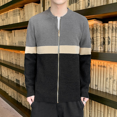 Új modell férfi kötött mellény cipzárral és ovális nyakkivágással