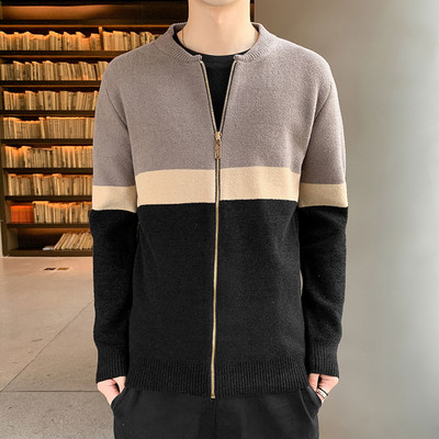 Új modell férfi kötött mellény cipzárral és ovális nyakkivágással