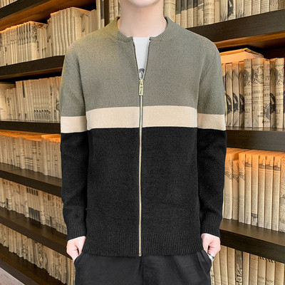 Új modell férfi kötött mellény cipzárral és ovális nyakkivágással