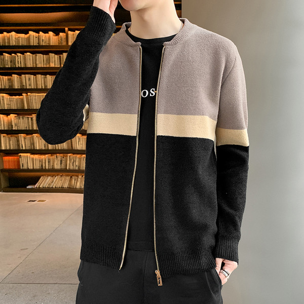 Új modell férfi kötött mellény cipzárral és ovális nyakkivágással