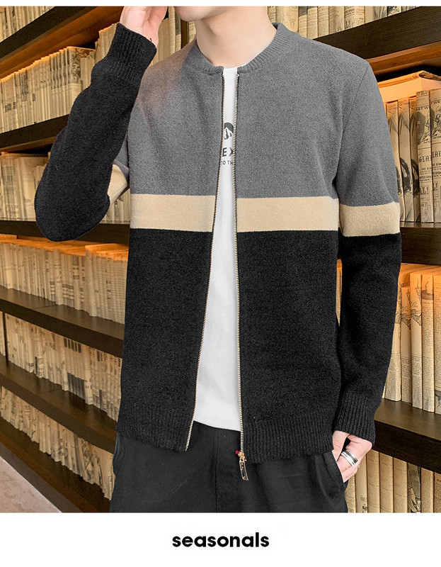 Új modell férfi kötött mellény cipzárral és ovális nyakkivágással