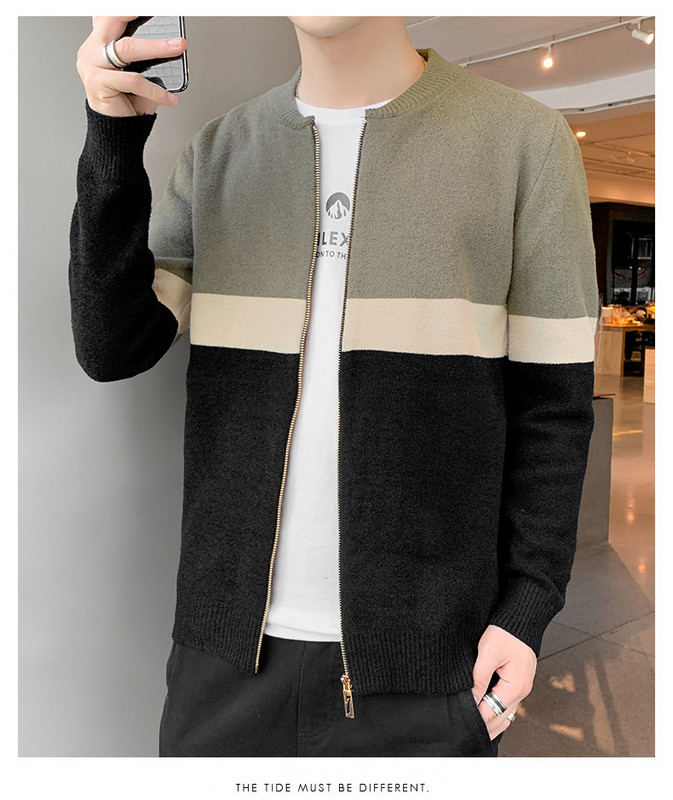 Új modell férfi kötött mellény cipzárral és ovális nyakkivágással