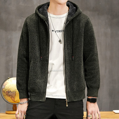 Alkalmi férfi mellény kapucnival és cipzárral