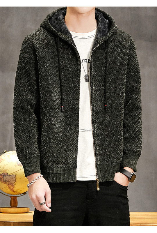 Alkalmi férfi mellény kapucnival és cipzárral