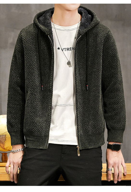 Alkalmi férfi mellény kapucnival és cipzárral