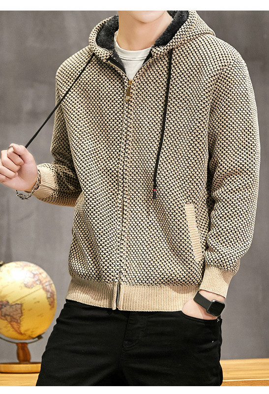 Alkalmi férfi mellény kapucnival és cipzárral