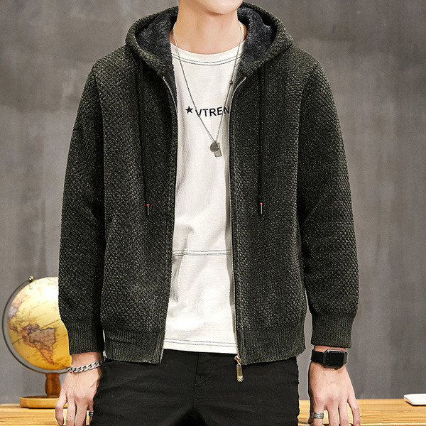 Alkalmi férfi mellény kapucnival és cipzárral