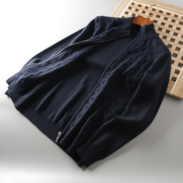 Őszi-téli férfi mellény kék színű cipzárral