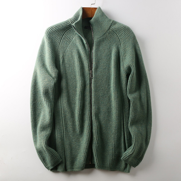 Férfi gyapjúmellény cipzárral és pólógallérral