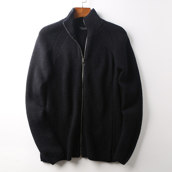 Férfi gyapjúmellény cipzárral és pólógallérral