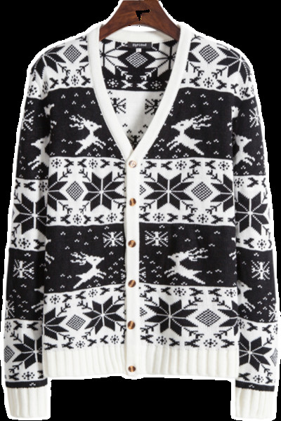 Alkalmi férfi kardigán karácsonyi motívumokkal